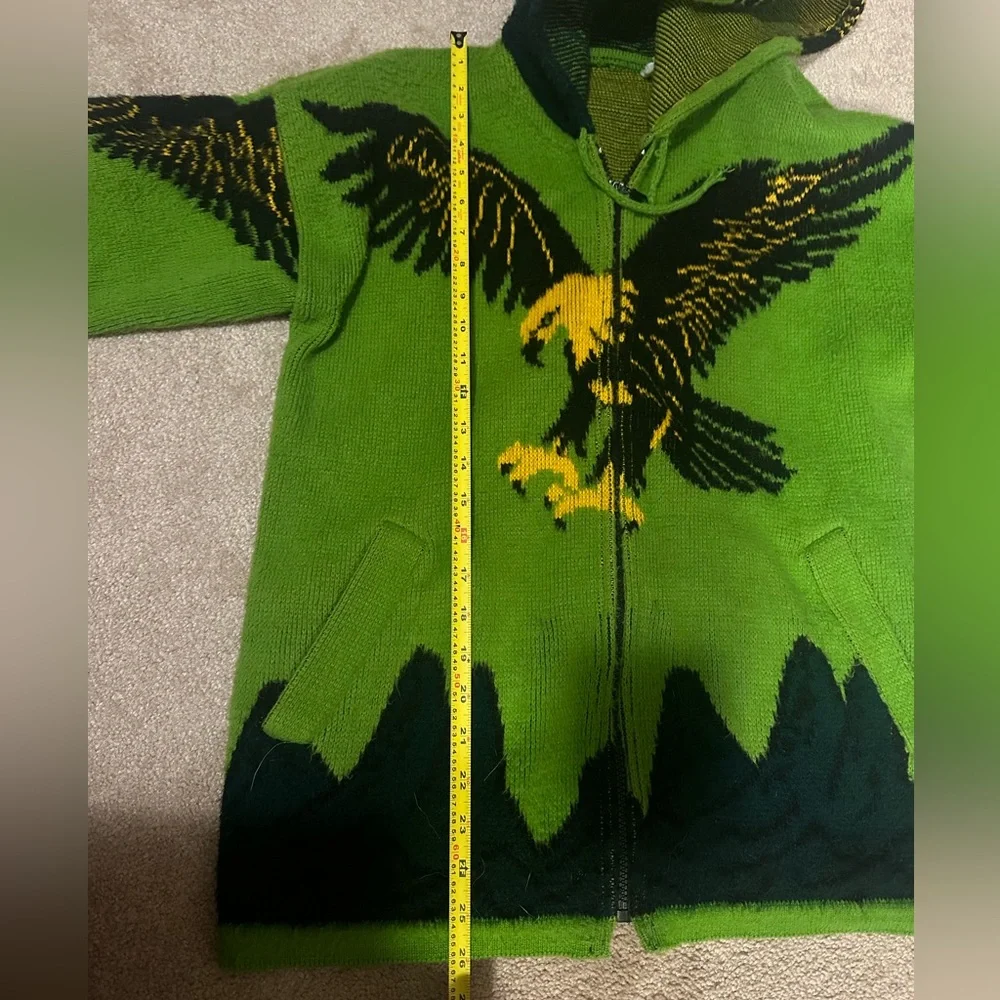 Vintage Hippie Green Artesan Eagle Sweater! - Picture 3 of 8